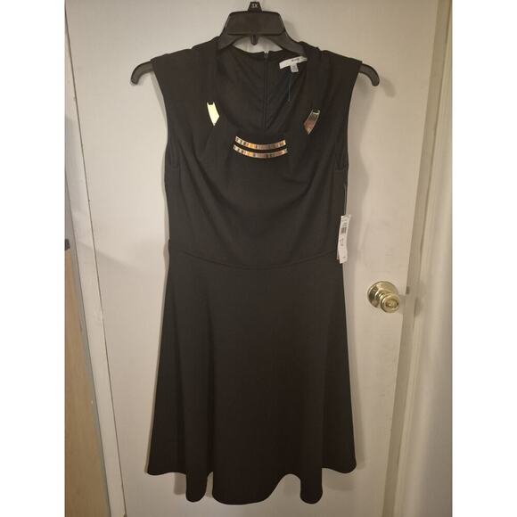 NEW Studio One Black Sleeveless Knee Length Sheath Dress A Line Metal Details 12 - Picture 1 of 4